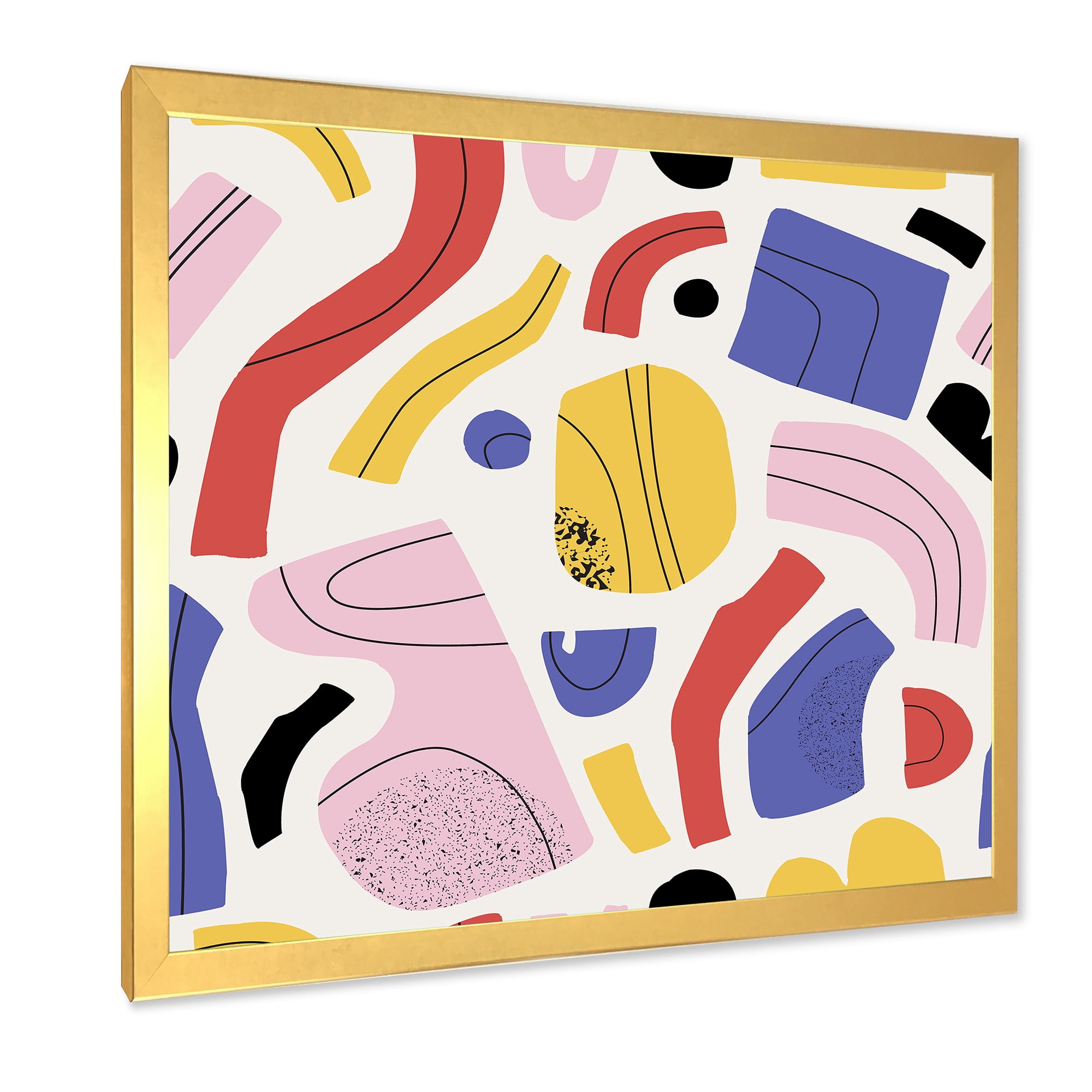 Designart 'Organic and Elements In Pink Yellow and Red' Modern Framed Art Print