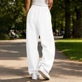 thumbnail image 6 of YODETEY Women's High Waist Drawstring Baggy Wide Leg Sweatpants,Women’s White,Size S-3XL, 6 of 8