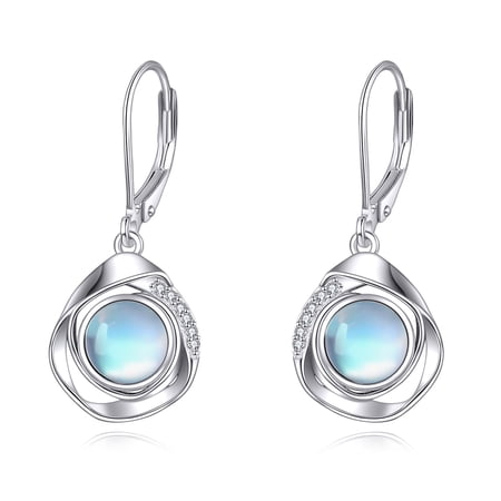 925 Sterling Silver Moonstone Leverback Earrings Dangle Drop Jewelry Gifts for Women (Moonstone)