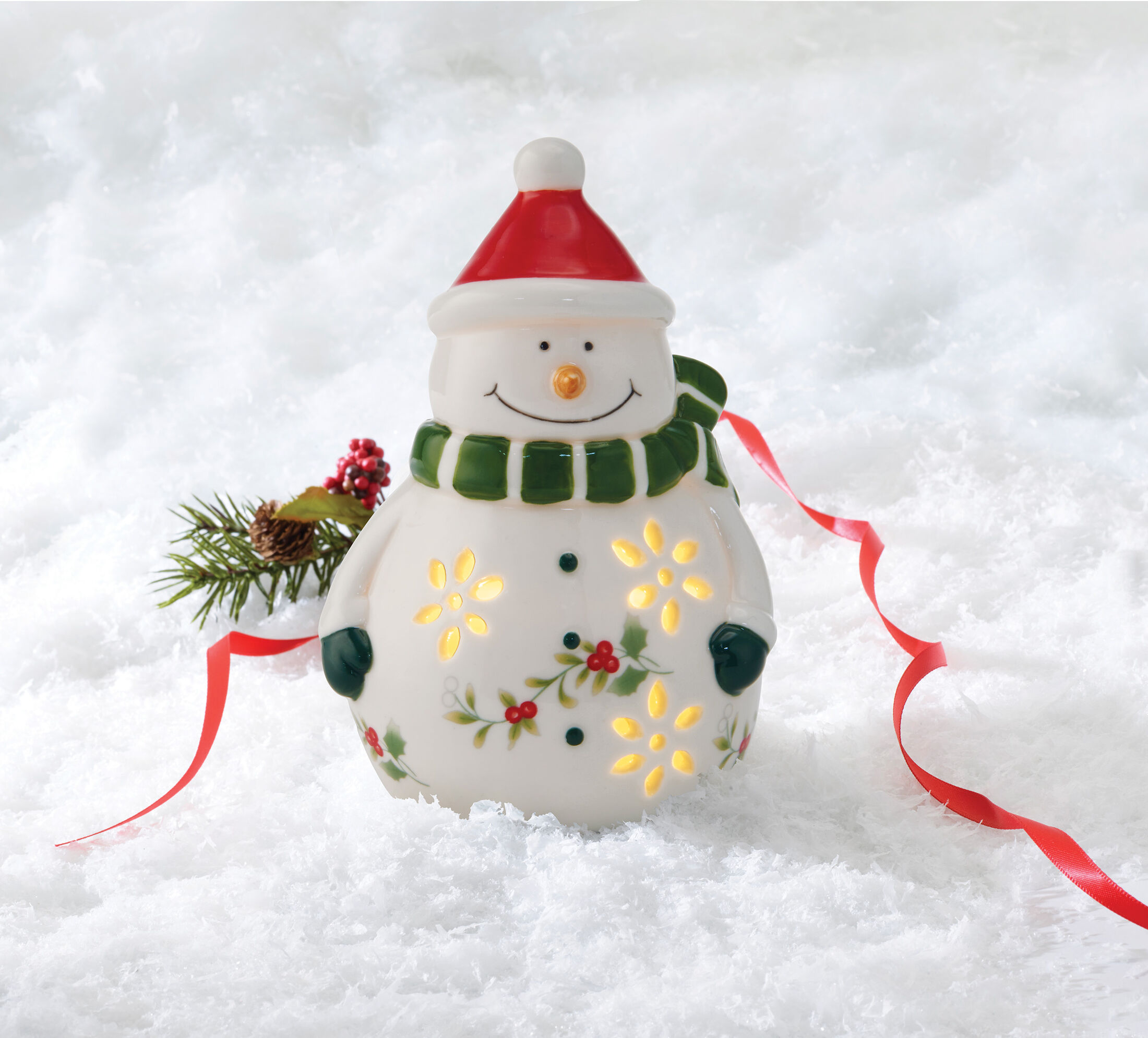 Pfaltzgraff Winterberry 5.5 in Led Snowman