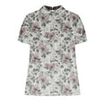 thumbnail image 5 of Women's Linen Blouses Peter Pan Collar Vintage Floral Puff Short Sleeve Shirts Summer Trendy Dressy Casual Tops (L, Multicolor 11), 5 of 5