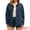 Dark Blue, variant on Unique Bargains Women's Casual Denim Jacket with Oversized Pockets S Dark Blue