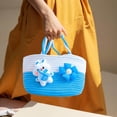 thumbnail image 1 of Bolso de mano tejido con cuerda de algodón y conejito de Pascua, elegante cesta de regalo bordada para mujer, bolso versátil para fiestas de primavera, cesta de picnic reutilizable ecológica con, 1 of 5