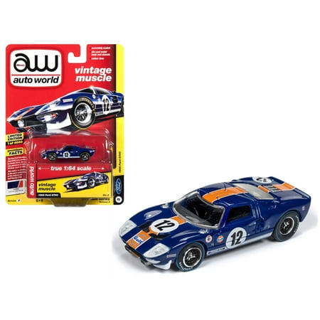 1965 Railroad - 1965 Ford GT40 #12 “Gulf” Dark Blue w/ Orange Stripe Limited Edition to 4,680 pieces 1/64 Diecast Model by Autoworld
