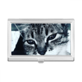 thumbnail image 1 of Animal Cool Gray Cat Photograph Business Card Holder Case Pocket Box Wallet, 1 of 3