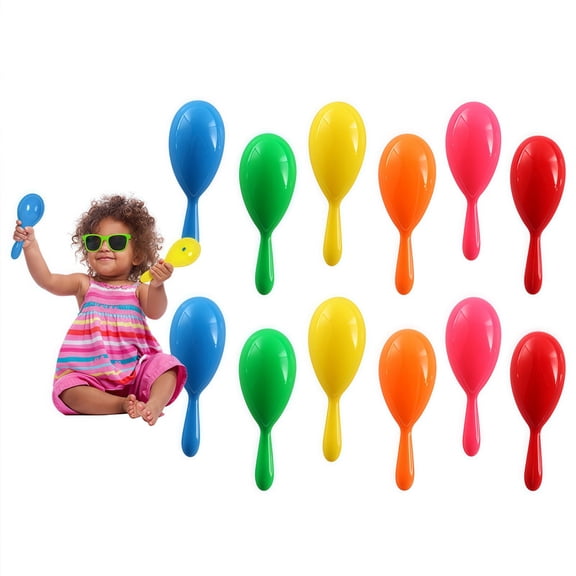 6" Neon Maracas, 12-Count Bulk Maracas for Kids, Mexican Theme Party Supplies, Classroom Music Fun, Luau and Christmas Noise Makers