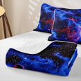 thumbnail image 4 of Manfei Celestial Cosmic Clouds Twin Quilt Set,Glowing Stars Twin Coverlet Set,Blue Purple,Black Reversible,2-Piece,1 Bedspread and 1 Pillowcase, 4 of 7