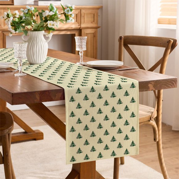 Camino de mesa navideño de 183 x 33 cm, decoración navideña con motivos festivos | Tejido de poliéster | Fácil de limpiar | Mantel reutilizable para cenas navideñas