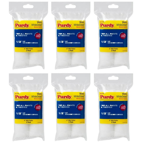 Genuine Purdy 6 Sets of White Dove 4" x 1/2" Nap 2 Pack Roller Covers 140606044-6PK