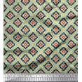 thumbnail image 1 of Soimoi Green Cotton Cambric Fabric Square & Triangle Geometric Fabric Prints By Yard 42 Inch Wide, 1 of 3