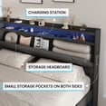 thumbnail image 5 of NEGYLIM Floating Bed Frame Twin Size with LED Lights, Easy to Assemble, Metal Platform Bed with Storage Headboard, No Box Spring Needed, Black, 5 of 14