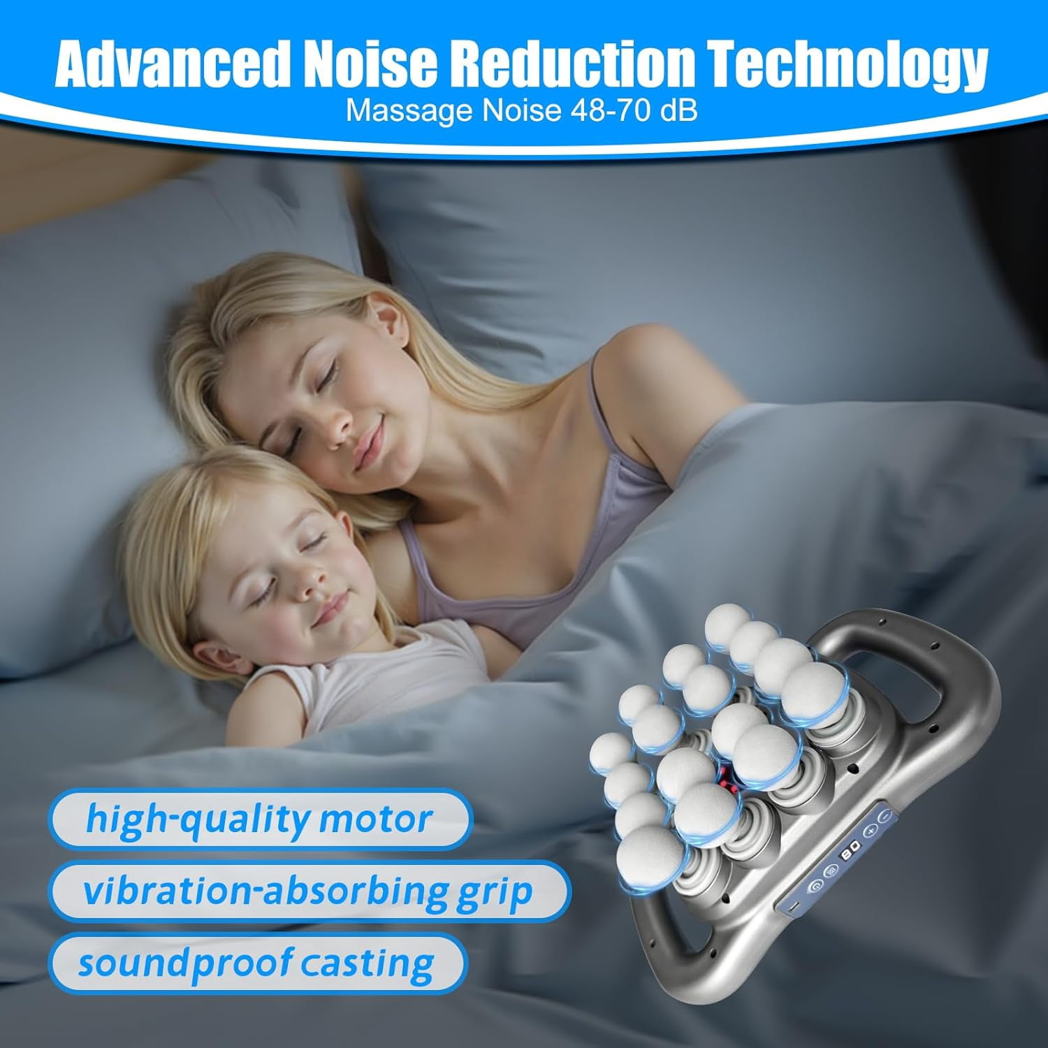 Deep Tissue Massage Gun with 16 Heads & 9 Speeds - High Power Percussion Massager for Full Body Muscle Relief