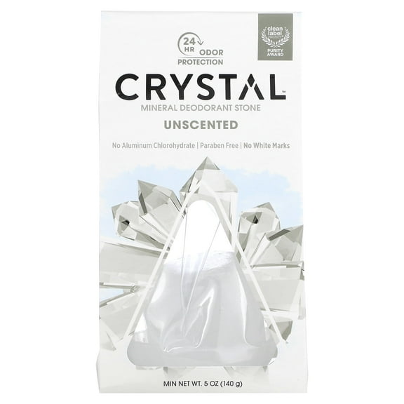 Crystal Body Deodorant, Mineral Deodorant Stone, Unscented, 5 oz