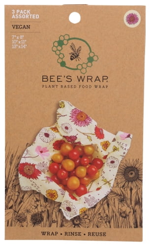 Bee's Wrap Beeswax Wraps 3 Pack, Meadow Magic Print - Plastic-Free Food Storage