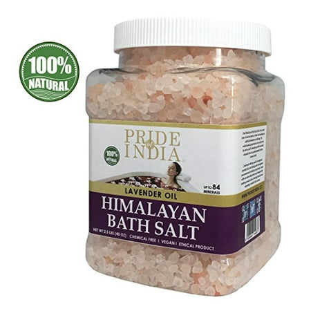 - Pride Of India - Himalayan Pink Bathing Salt - Enriched w/Lavender Pomade, 2.5 Pound (40oz) Jar - Bath Salts, Bath Salts for Women and for Men, Himalayan Salt Bath