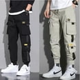 thumbnail image 2 of Pantalones Cargo Para Hombre Cinta Lateral Suelta Jogger Negro Beige Ejército Verdepangjing, 2 of 4