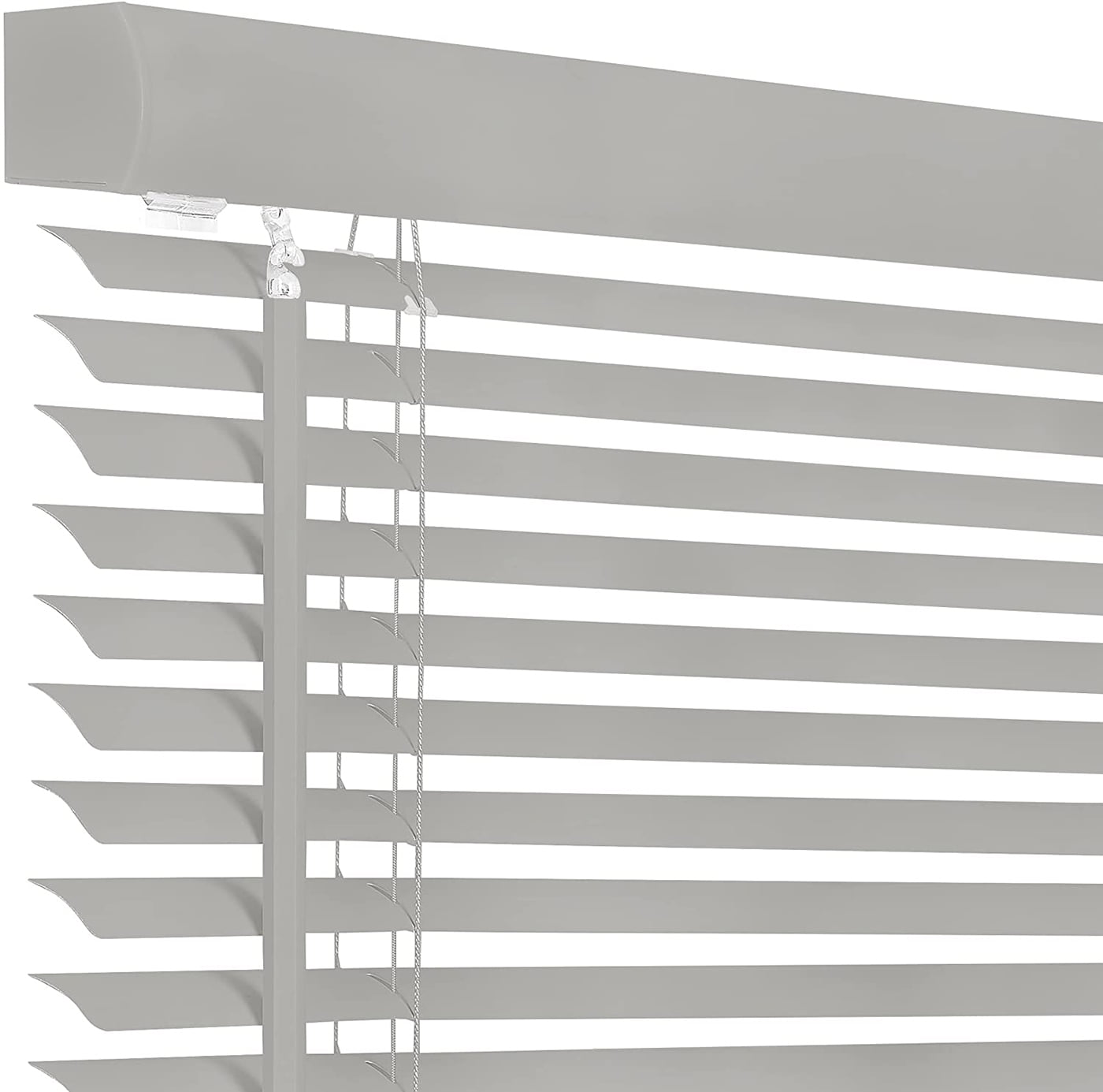 Cordless Light Filtering Mini Blind - 26 Inch Width, 64 Inch Length, 1" Slat Size - Grey - Cordless GII Morningstar Horizontal Windows Blinds for Interior by Achim Home Décor