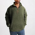 thumbnail image 2 of APEXFWDT Men's Polar Fleece Quarter Zip Sweatshirt - Stand Collar Athletic Top with Side Pockets Loose Fit Pullover S-3XL,XXL,Army Green, 2 of 9