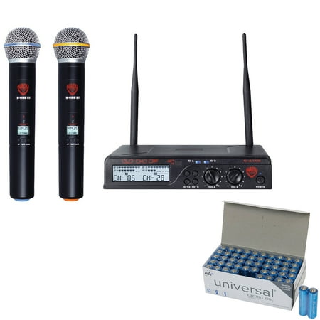 - Nady U-2100 HT Band A/B Dual UHF 100-Channel Wireless Handheld Microphone System & UPG AA 50 Pack