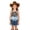 00#-Blue279, variant on Kiijoy Cowgirl Outfits for Girls Cow Print Ruffle Tank Top Bow Denim Shorts Clothes Set