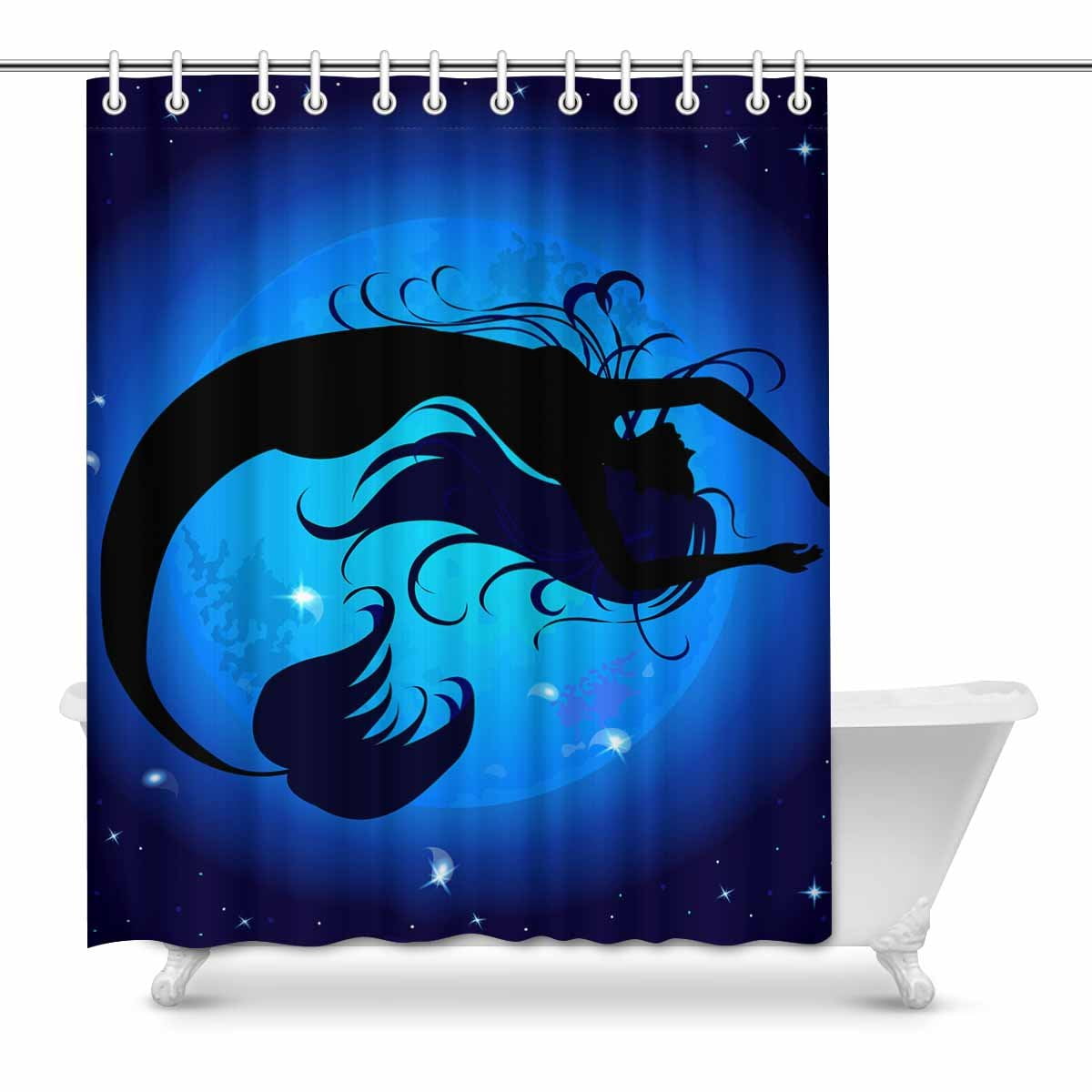 MKHERT Mermaid Shower Curtain Bath Curtain Waterproof fabric Polyester