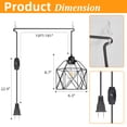 thumbnail image 3 of Hlite Plug in Pendant Light, Industrial Black Iron Cage, 15ft UL Cord with Dimmer, Farmhouse Hanging Light for Kitchen Bedroom, 3 of 14