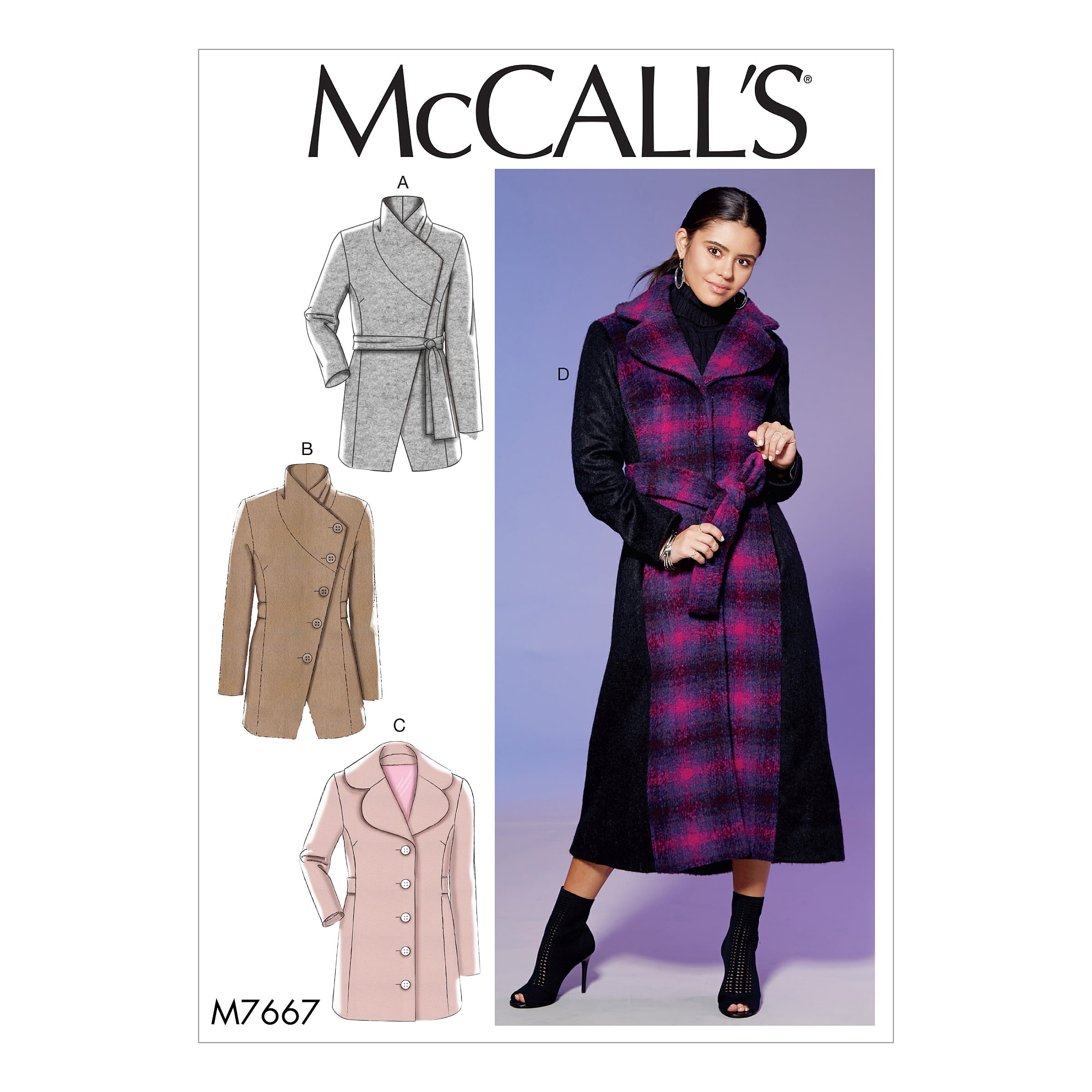 McCall's Sewing Pattern Misses' Coat and Belt-6-8-10-12-14 - Walmart.com