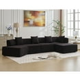 thumbnail image 2 of 140" Modern L-Shaped Sectional Couch for Living Room, No-Assembly Cloud Couch with Chaise, Boucle Modular Sofa, 4-Seat Boneless Foam-Filled Living Room Furniture, Black, 2 of 9