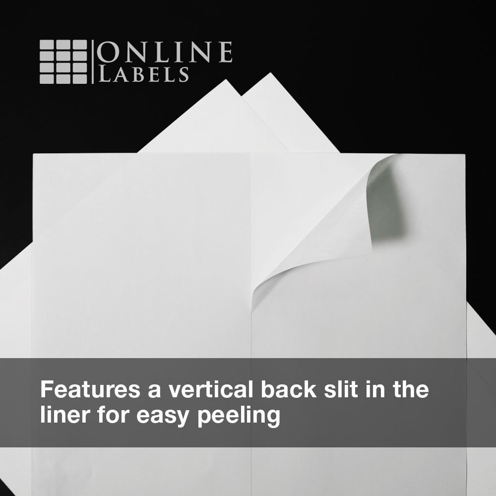 Online Labels Inkjet or Laser Printers Vertical Back Slit for Easy Peeling Full Sheet Labels Pack of 10 Sheets 8.5 x 11