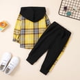 thumbnail image 6 of URMAGIC Toddler Boy Clothes Hoodie Sweatsuit Outfits Kids Flannel Plaid Shirt Top Pants Set for Fall Winter Spring 1-5T, 6 of 10