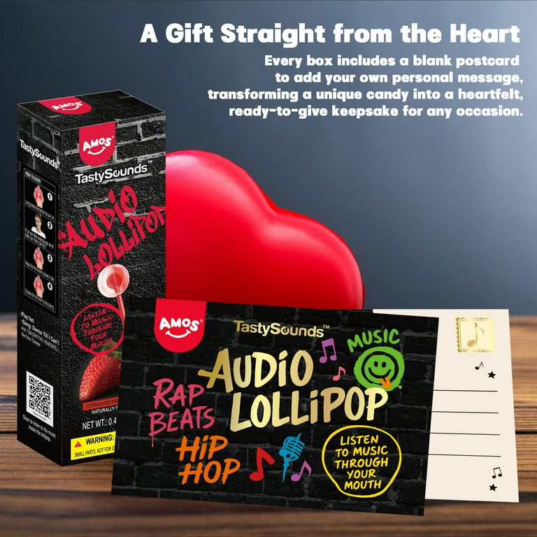 Amos Music Lollipop Gift Box, Hip hop Music Lollipops Mixed Fruit