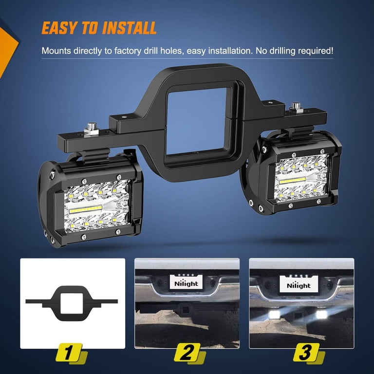 RIGIDON 2-Pack 4" LED Pod Lights With Tow Hitch Brackets - 60W Flood/Spot Combo, 6000LM