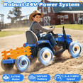 thumbnail image 3 of TOKTOO 24V Powered Ride on Tractor Max 4.3Mph w/ EVA Tires, Tippable Trailer, Remote Control, Tractor Ride on Toy for Kids- Blue, 3 of 9