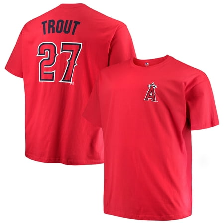 Men's Majestic Mike Trout Red Los Angeles Angels MLB Name & Number