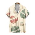 thumbnail image 2 of Lilgiuy Easter Shirt for Men Summer Beach Casual Easter Eggs Graphic Short Sleeve Button Down Hawaiian Shirts for Outdoor Activities (Beige,XL), 2 of 5