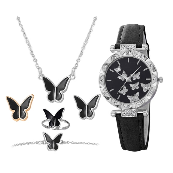 SHZONS Watch for Women Watch and Bracelet Set for Women PU Leather Strap Lady Wristwatch Waterproof Bracelet Set for Party Travel & Wedding classical