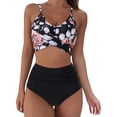 thumbnail image 3 of Traje de baño de dos piezas con estampado de leopardo cruzado de cintura alta dividido sexy BIKINI para mujer, 3 of 5