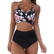 thumbnail image 3 of Traje de baño de dos piezas con estampado de leopardo cruzado de cintura alta dividido sexy BIKINI para mujer, 3 of 5