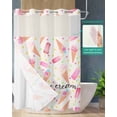 thumbnail image 2 of No Hook Shower Curtain with Snap in Liner, Summer Pink Ice Cream Beige Texture Hotel Shower Curtains for Bathroom, Washable Shower Curtain Liner Set with Mesh Top Window, 48"x72", 2 of 6