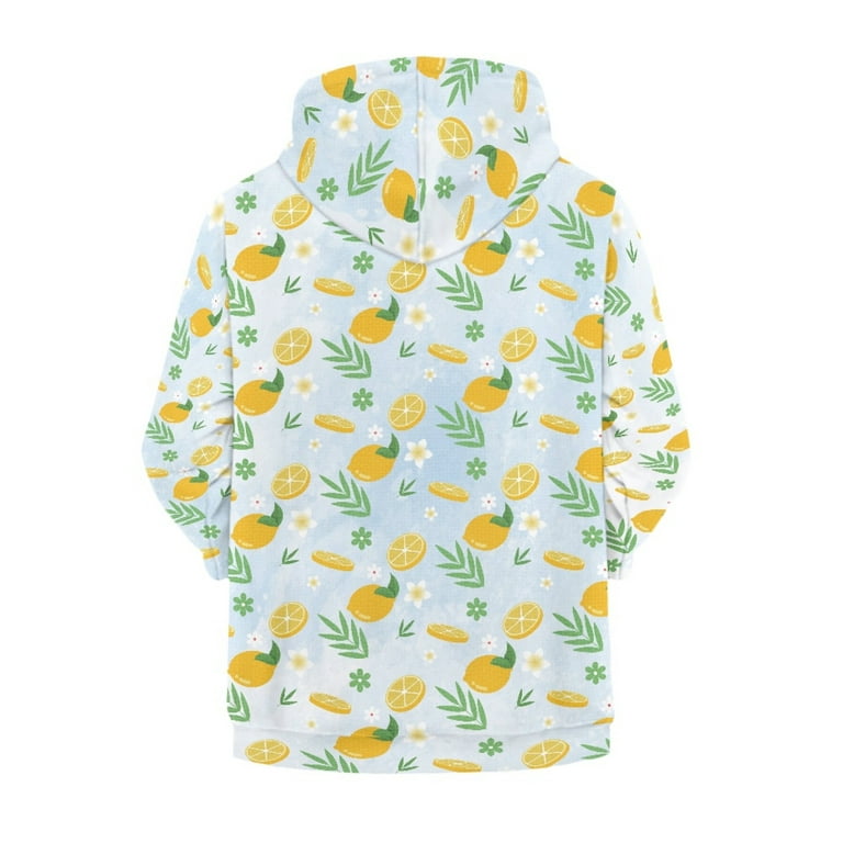 Xoenoiee Lemon Print Kids Casual Sweatshirt Zip up Hooded Sports Jacket  with Pocket Boys Girls Teens Long Sleeve Athletic Hoodie Outwear, 11-13  Years 