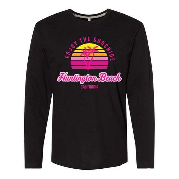 Inktastic Summer Enjoy the Sunshine Huntington Beach California Pink Long Sleeve T-Shirt
