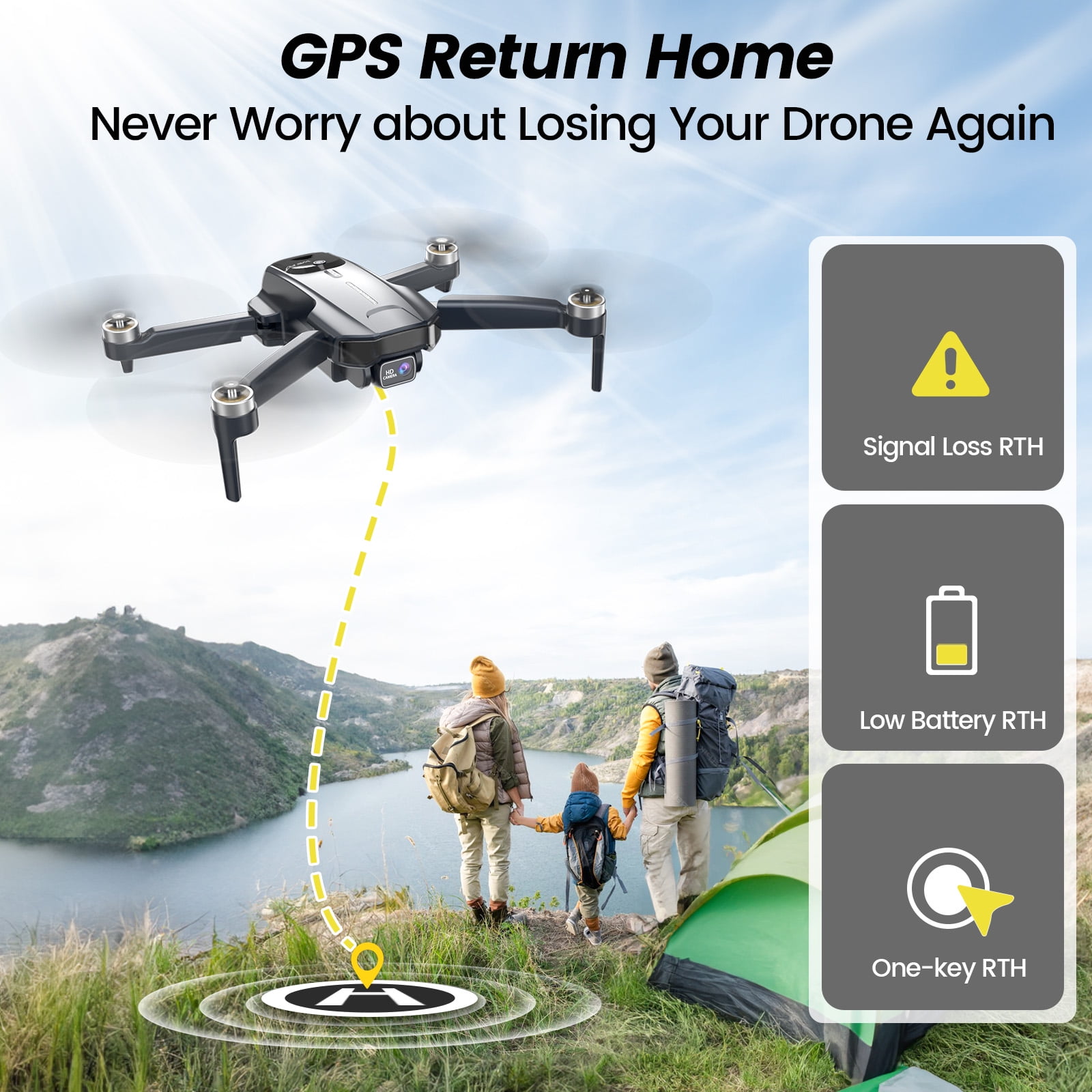 Drones with Camera for Adults 4K, Wefone WF31 GPS Foldable Quadcopter for Beginners with Brushless Motor, 2 Batteries for 50 Min Flight Time, Black