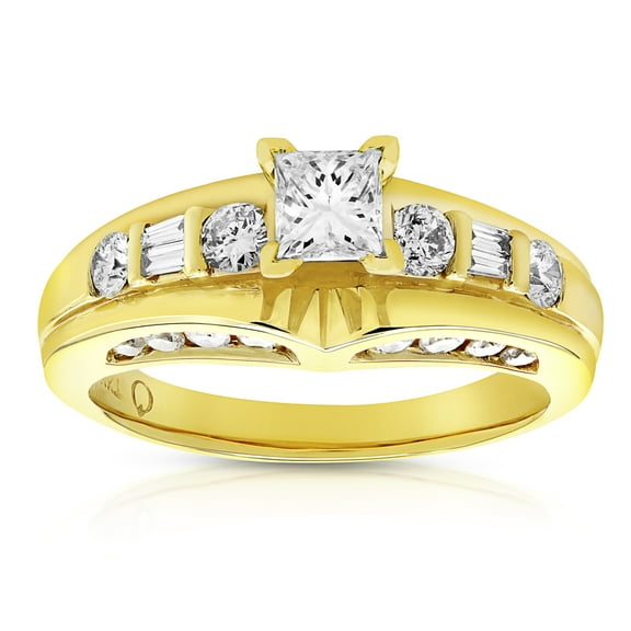 Vir Jewels 1 CTTW Diamond Engagement Ring 14K Yellow Gold Princess Cut Bridal Size 7 Female Adult