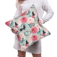 thumbnail image 6 of Bingfone Roses and Butterflies Linen Throw Pillow Covers Cushion Case Pocket Button Vintage Farmhouse Pillowcase-16"x16", 6 of 9
