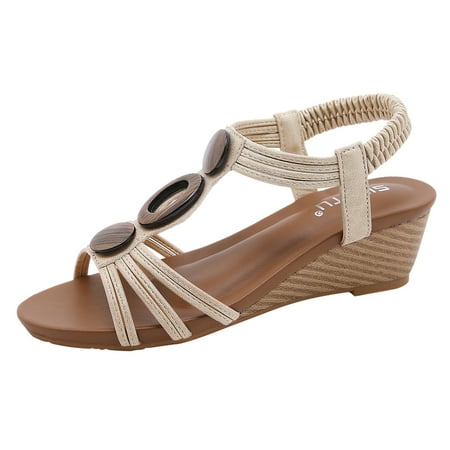 

KI-8jcuD Zapatos De Plataforma Para Mujer Sandals For Women Ladies Sandals Toe T Strap Bohemia Sandals Beach Shoes Women Sandals Flat Women Bow Sandals Lace Up Heels Sandals For Women Closed Toe San
