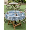 thumbnail image 4 of Outdoor Tablecloth with Umbrella Hole for Patio/Picnic/Party/Camping, Blue Coastal Waterproof Table Cloth Round Cover Washable, Nautical Coral Starfish Shell Octopus Sea (Dia 54"), 4 of 8