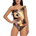 thumbnail image 2 of Picia Cartoon Cooking Cat Pattern Women's One Piece Swimsuits,One Shoulder Swimwear Asymmetric ,Ruffle Monokinis Bathing Suits,High Waisted Flattering Bathing Suits-X-Large, 2 of 8