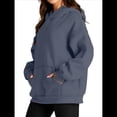 thumbnail image 2 of Sudadera Informal de Larga con Capucha para Mujer, Jersey de y Otoño con Bolsillos. Azul Mar M, 2 of 9