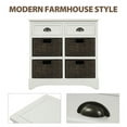 thumbnail image 3 of Rustic Storage Cabinet with Two Drawers and Four Classic Rattan Basket for Dining Room/Living Room (White), 3 of 7
