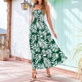 thumbnail image 4 of Vestido Maxi Bohemio de Verano para Mujer, Sin Mangas, Fruncido, con Tirantes Finos, Corte en A, Holgado, para Playa, Verde, Talla XL, 4 of 7